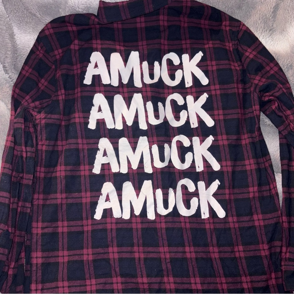 Cakeworthy Graphic Flannel Shirt in Burgundy & Navy